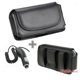   Casio GzOne Commando PHONE LEATHER POUCH CASE HOLSTER+CAR CHARGER