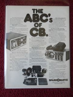 1977 Print Ad Sparkomatic Car Stereo ~ The ABCs of CB