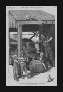 New Jersey, Sussex, County, Cider Press, antique engraving, Original 