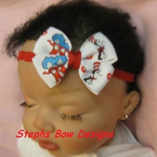 CAT in the HAT, THING 1 & THING 2 Dr SUESS DAINTY BABY HAIR BOW 