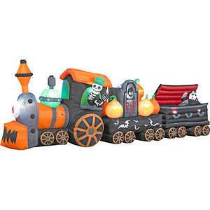Inflatable 17ft Halloween Animated Train w/ Coffin Outdoor Yard Decor