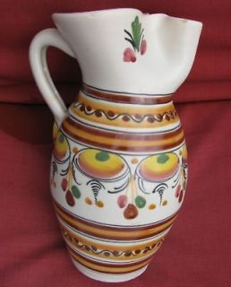 Hand Painted Sangria Pitcher Ceramic Jug Spain Artist Signed Pottery 