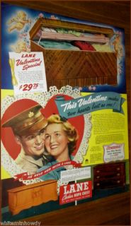 1943 LANE Cedar Hope Chest AD~Army Soldier Valentine