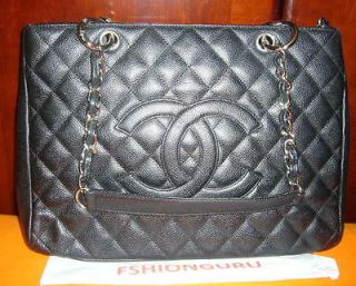 AUTHENTIC CHANEL OLD STYLE BLACK AND SILVER GRAND SHOPPER SHOPPING 