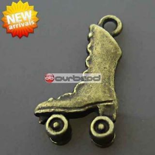 50 Antique Vintage Brass Roller Skates Charms OBSTS0498 4