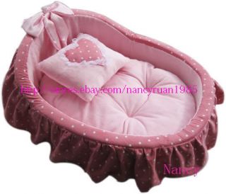 Princess Pet Dog Cat Bed House basket Pink/Blue+pillow