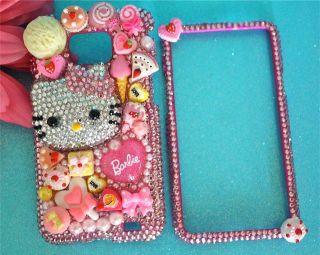 HELLO KITTY BARBIE SAMSUNG GALAXY S2 i9100 PINK CRYSTAL BLING 3D DECO 