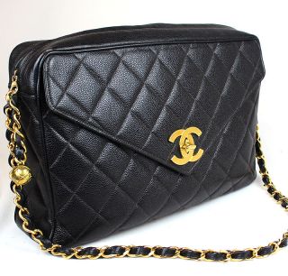   Logo Jumbo Matelasse Chain Shoulder Bag Black Caviar w/ Tassel #6194