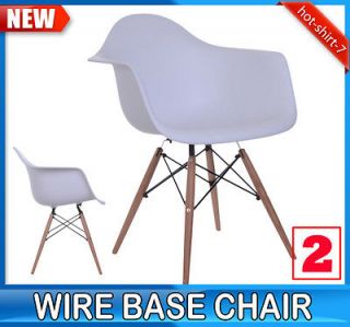   Portable White Wire Base Chair Office Chair Wood Base Modern Design