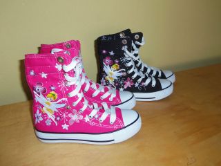 Girls High Top Canvas Sneakers shoes Pink and Black ColorNew