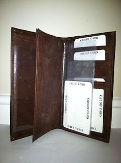 Brown Genuine Leather Checkbook Cover Wallet New 3232