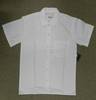 Dickies White Snap Front Chef Server Restaurant Uniform SS Shirt New L