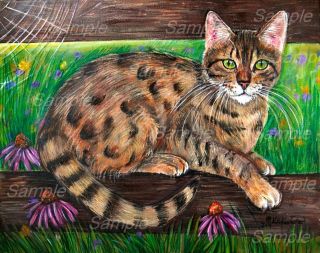 BENGAL CAT L/E#2/100 GICLEE Tabby Painting Kitten Kristine Kasheta ART