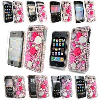   SERIES BLING FLOWER RHINESTONE HOT PINK MOBILE PHONE CASE COVER