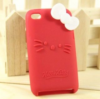 Red Hello Kitty silicone TPU cover case for iPod touch 4 4G 4th 4Gen 