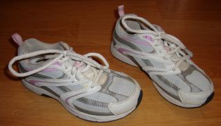 Girls Athletech gym shoes size 2, gray, pink & white