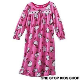 HELLO KITTY Toddler Girls 2T 3T 4T Pajamas FLANNEL NIGHTGOWN Pjs Dress 