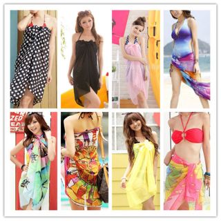 Chiffon Floral Pareo Dress Sarong Wrap Beach Swimwear Bikini Cover up 