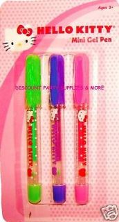 Hello Kitty 3pc Mini Gel Pens School Art Craft Supplies