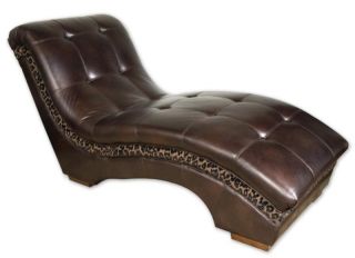 Espresso Faux Leather Leopard Print Tufted Chaise Chair