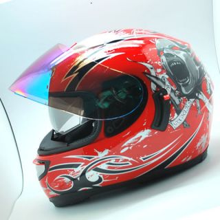   Dual Visor /Double Shields Full Face Helmet Soar Red S M L XL XXL