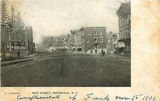 NY WATERVILLE ​MAIN ST TOWN VIEW MAILED 1906 T74467