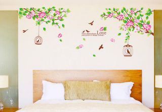 Charming Hibiscus Flower Tree Removable Wall Sticker Flower Room Decor 