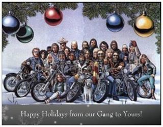 20 CHRISTMAS Holiday MOTORCYCLE Harley GANG Post Cards PRINT US OR 