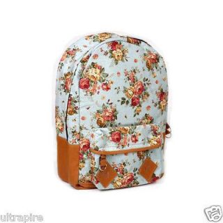 Women Girl Vintage Cute Flower School Book Campus Bag Handbag Backpack 