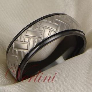 Mens Titanium Wedding Band Ring Black Tire Size 6 13