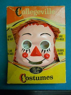 RARE Vintage Collegeville Halloween Costume RAG DOLL Mask & Outfit w 