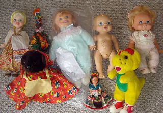 VINTAGE LOT OF 8 DOLLS~BOY~TOPSEY TURVEY~PJ~CELLULOID & ETC ALL GREAT 