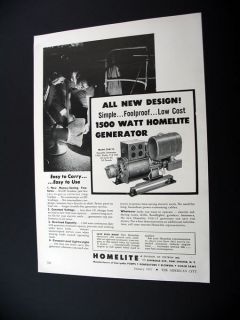 Homelite 1500 Watt Generator Model 35A115 1957 print Ad