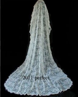   Ivory/White One Layer Cathedral New Bridal Wedding Lace Veil Comb