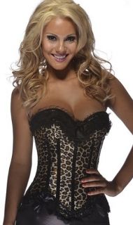 SEXY LEOPARD PRINT BURLESQUE CORSET TOP BUSTIER SMALL TO PLUS SIZE 6XL