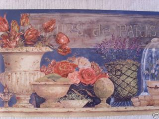   ) York antique french vases & book FLEURS de PARIS wallpaper border