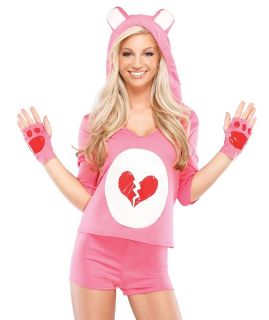 Sexy Cute Womens Pink Care Heart Teddy Bear Halloween Costume