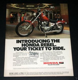 1985 OLD MAGAZINE PRINT AD, HONDA REBEL, REAL MOTORCYCLE