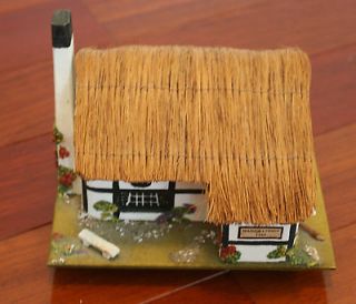 Thatched Roof Wood House Music Jewelry Box Reuge Made in England