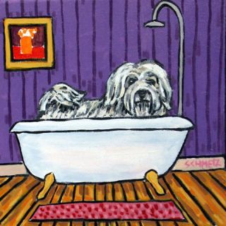 havanese bath picture animal DOG art tile coaster
