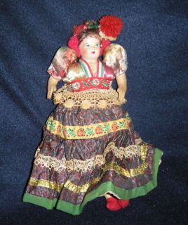 Vintage Hungarian Composition Cloth Doll Unmarked 10