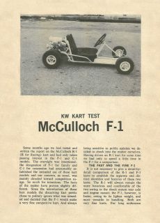 Vintage 1962 McCulloch F1 Go Kart Test Report