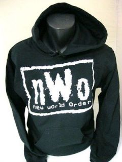 nWo New World Order White Logo WCW Black Hoody Sweatshirt New