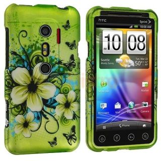 Green Flower Hard Design Case Cover for HTC EVO 3D Sprint