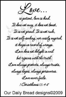 Our Daily Bread Designs Cling Stamp 1 Corinthians 13 Love is Patient 