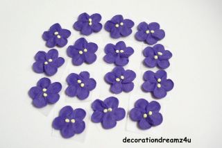 15   3/4 Sugar Royal Icing Edible Flowers Cake Decoration   Violets