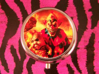 PILL BOX DIY ZOMBIE CLOWN WITH CREEPY DOLL EERIE BRAINS IMAGE INSIDE