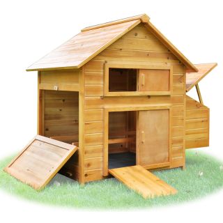 New Deluxe Wood Hen Chicken Coop Poultry Cage Nest Box Rabbit Hutch 