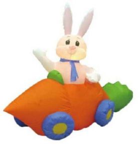Bunny in carrot car  5 ft Inflatable Lawn Decoration
