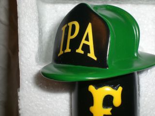   SHORT 7 3/4 Beer Tap Handle IPA Green Helmet FIREFIGHTER Fire